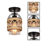 Farmhouse light bulb glass metal rattan dining Room black ceiling light