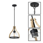 Farmhouse island lights metal ‎glass wood kitchen light ‎matte black pendant light