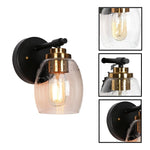 1 Light bulb lights black & gold wall sconces glass, metal bedroom light fixtures