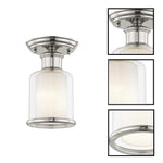 1 light ceiling lamp glass metal flush mount fixture nickel ceiling lighting