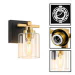 1 Light bulbs light glass lamp fixtures black gold wall light