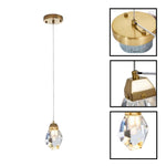 1-Light mini hanging light gold ceiling fixture crystal metal pendant lighting