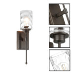1 Light wall sconce glass iron sconce light dark bronze vanity light