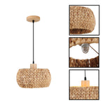 12 Inch rattan lighting Hyacinth, boho kitchen island lights rattan, seagrass, woven pendant light