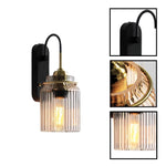 1-light bulb light metal glass light fixture gold black brass wall sconce