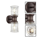 2-Light farmhouse wall sconces glass metal indoor wall light bronze vanity lighting