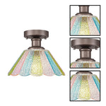 10 inch bulb light glass, metal farmhouse light colored floral kitchen light