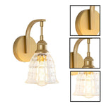1-Light bathroom wall sconces metal glass sconce light fixture gold wall mount lighting