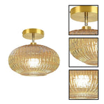 1-light ceiling light metal glass light fixtures amber gold semi flush mount