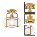 1 light light bulb metal glass flush mount gold ceiling light