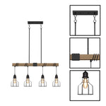 4 Light dining room light black pendant lights metal, wood light fixtures
