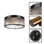 2-light flush mount light metal glass ceiling lamp black gold ceiling light
