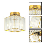 2-Pack bulb light metal ceiling light fixture brushed gold crystal lights