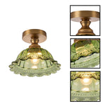 1-light ceiling light metal glass light fixture brass green flush mount ceiling fixture