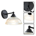 Industrial bulb light black light fixture glass, metal wall light