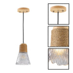 5.9 Inch Crystal lights natural brown dining light fixtures glass, rattan, wood pendant light