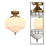 Modern bulb light milk iron glass semi flush mount gold ceiling light