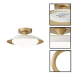 12.6 inch LED modern fixture lamp glass metal ceiling light white gold semi flush mount