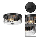 2-light flush mount lamp metal glass ceiling light fixture matte black light fixture