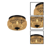 3 light light fixture woven rattan shade light brown foyer light