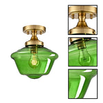 10-Inch vintage light fixtures glass light bulb gold green ceiling light