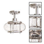 1-Light flush mount ceiling light alloy steel glass semi flush mount silver ceiling mount