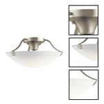 3-light ceiling lamp fixture metal glass semi-flush mount nickel light bulb