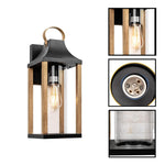 17” indoor light metal lamp exterior rustic wood wall lighting