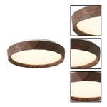 15 inch led light plastic wood light fixture walnut wood grain ceiling light