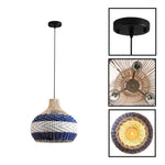 3 Light kitchen ighting blue white pendant lights  faux rattan pendant light