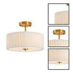 12.5 inch mount flush light fabric metal bedroom light gold Flush Mount light