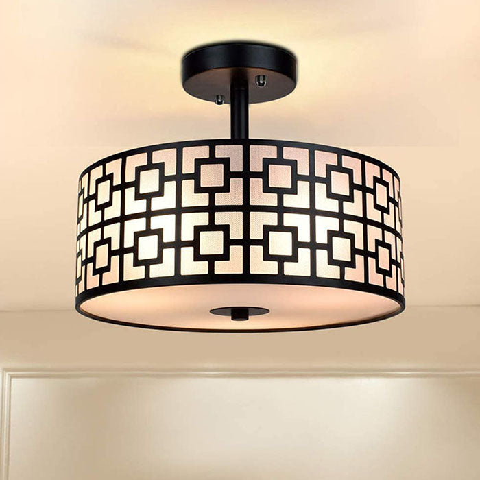 3 light Semi Flush Ceiling Light Fixture modern black ceiling lamp
