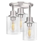 3 light close to ceiling light fixture semi flush mount ceiling lamp with nickel finish