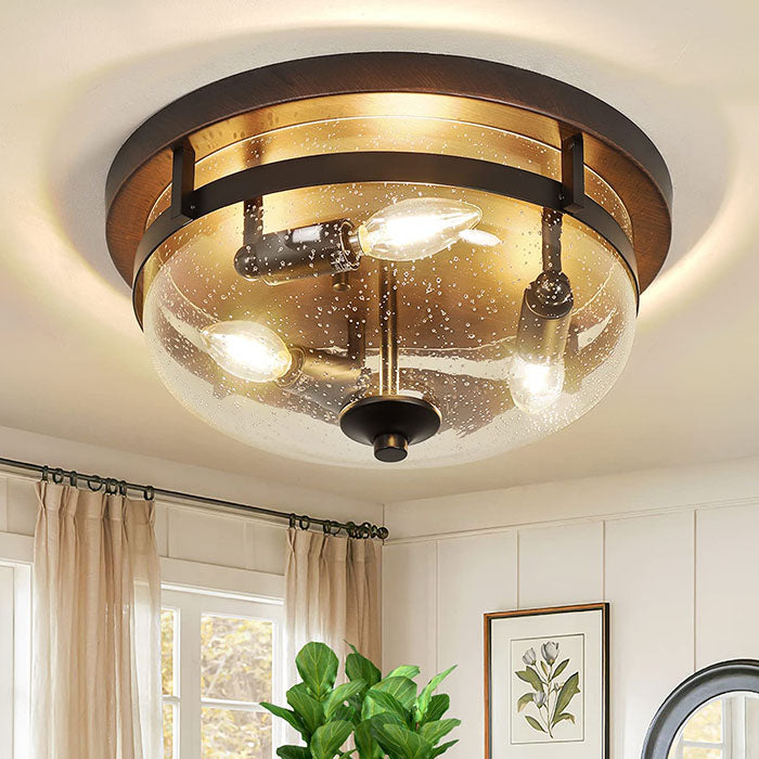 3 light industrial flush mount ceiling light farmhouse glass close to ceiling light fixture