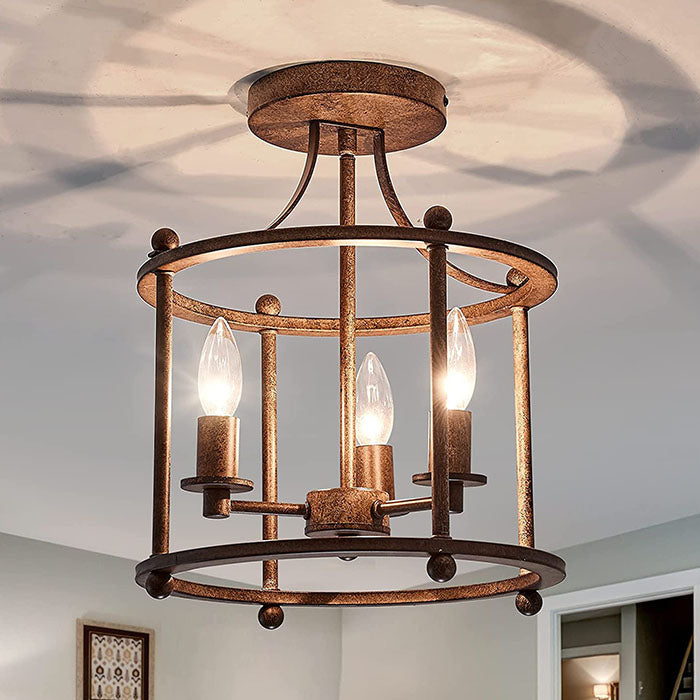 Rust Ceilng Light 3 light industrial semi flush mount ceiling lamp rust bronze island ce ...