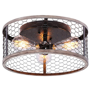 3 light rust ceiling light fixture industrial cage semi flush mount ceiling lamp farmhouse lighting