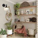 1-Light vintage wall light black and clear fixture lamp iron and glass mount light