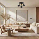 3-Lights vintage fixtures lamp black and natural ceiling light steel and wood kitchen light