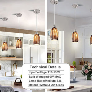 Metal bathroom pendant lights modern kitchen lighting fixtures ceiling hanging Coffee Brown glass art