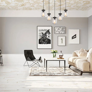 5-Light farmhouse lightning fixture black kitchen lighting glass and metal pendant lights