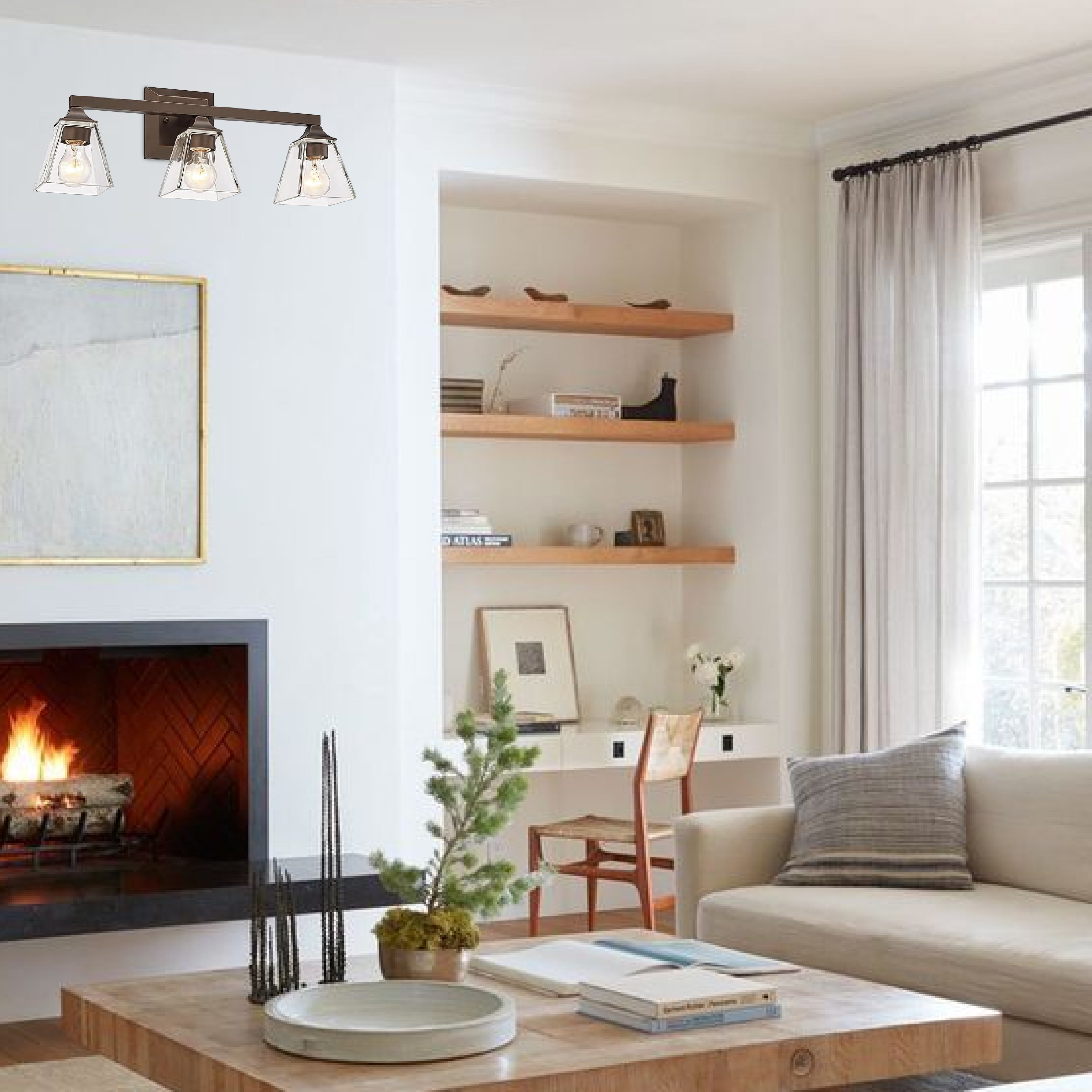 3-light industrial light fixtures light oil-rubbed bronze and clear wall light iron and glass vanity lights for mirror