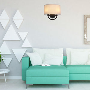 2-Lights industrial  sconce light black and white wall lighting iron and fabric fixture light