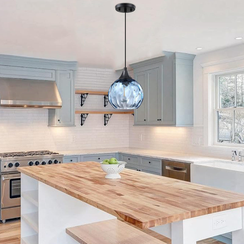 2 Pack light fixture blue glass chandeliers light Metal pendant light