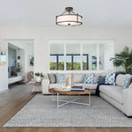 3 Light modern mount flush light dark bronze and white ceiling light Iron and fabirc Kitchen light
