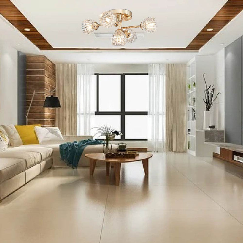 5-lights light fixture shinny gold ceiling light Crystal flush mount light