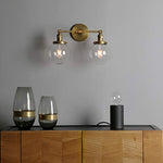 2 light globe glass wall sconce