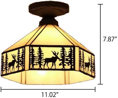 Vintage ceiling light beige hallway light metal + art glass balcony light