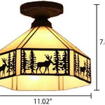 Vintage ceiling light beige hallway light metal + art glass balcony light