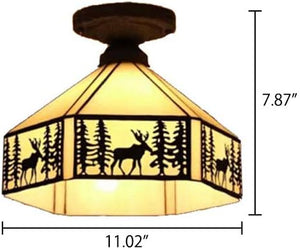 Vintage ceiling light beige hallway light metal + art glass balcony light