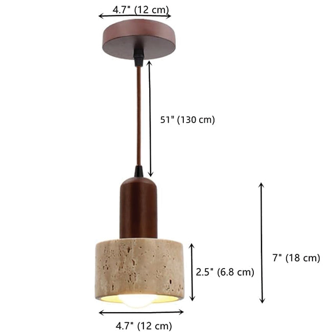 Vintage pendant light brown cylinder light wood, metal kitchen island light
